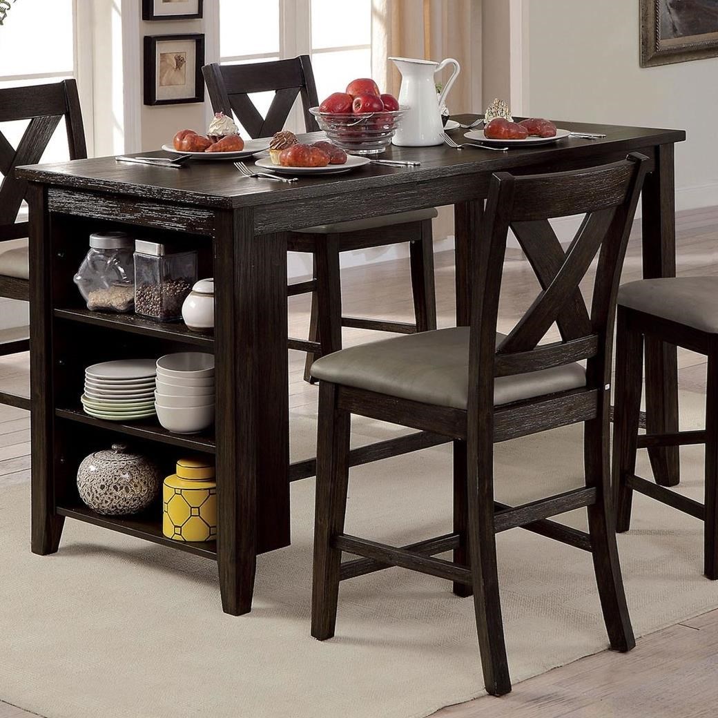 Furniture Of America Foa Lana Cm3153pt Counter Height Table With 3 Storage Shelves In Base Del Sol Furniture Pub Tables