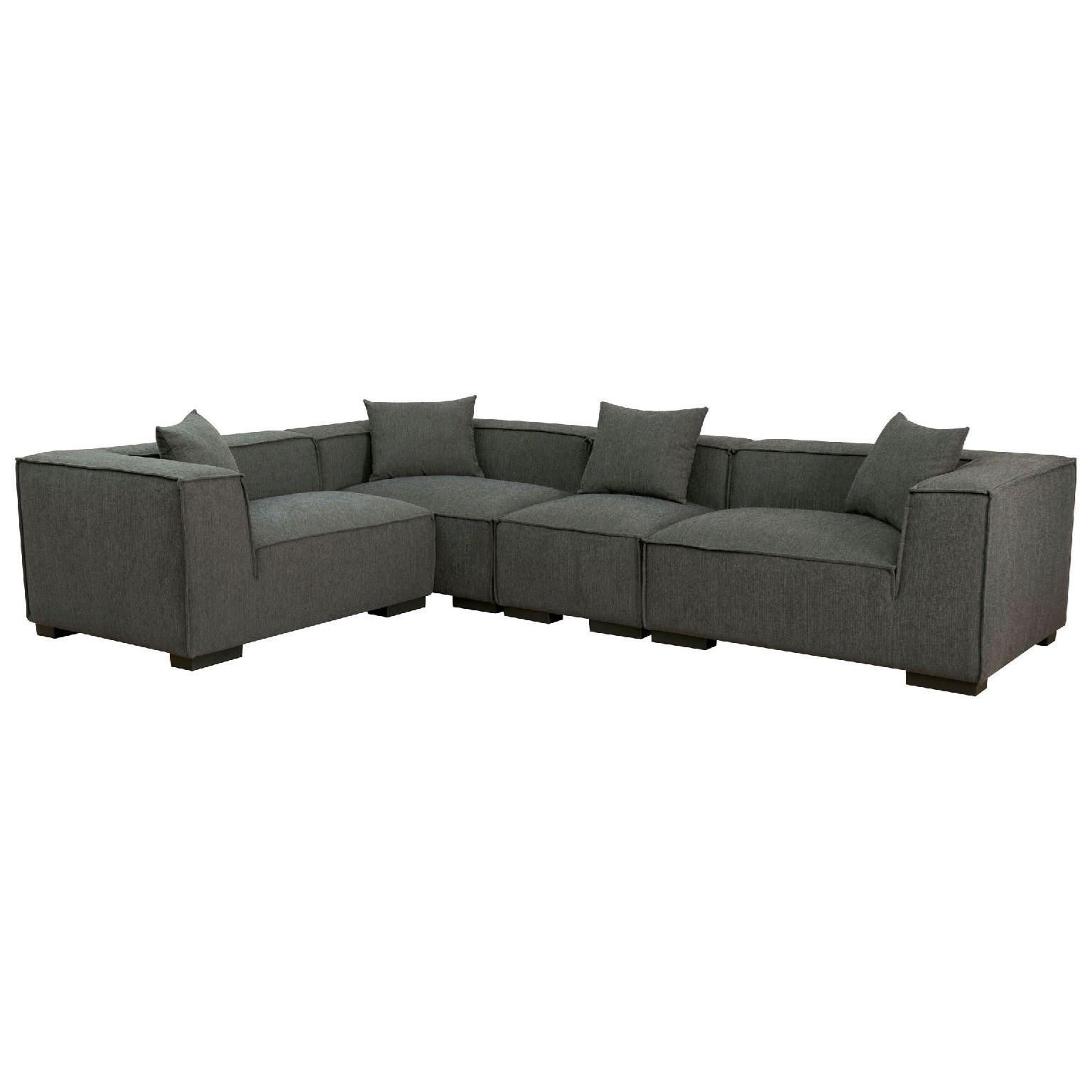 Langdon Contemporary Tuxedo Arm Sectional With Low Back