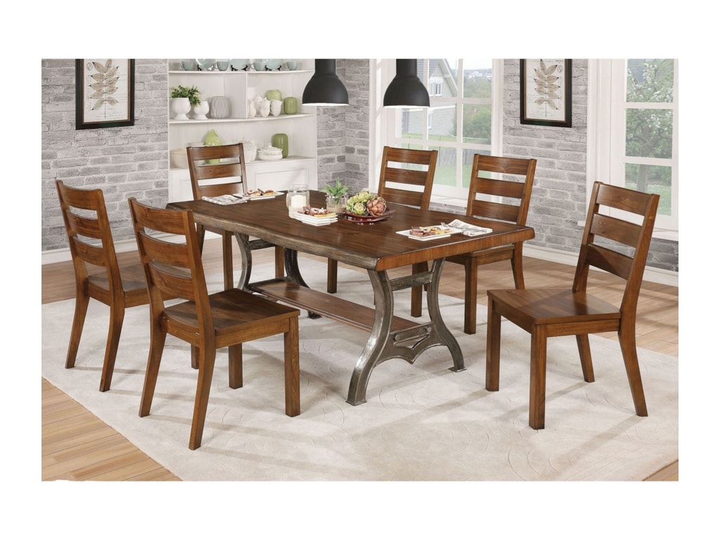 Leann Rustic 7 Piece Dining Set With Live Edge Table By Furniture Of America At Rooms For Less