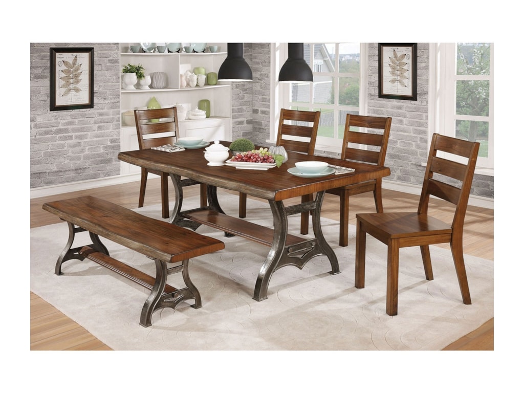 Leann Rustic Table And Chair Set With Bench Household Furniture