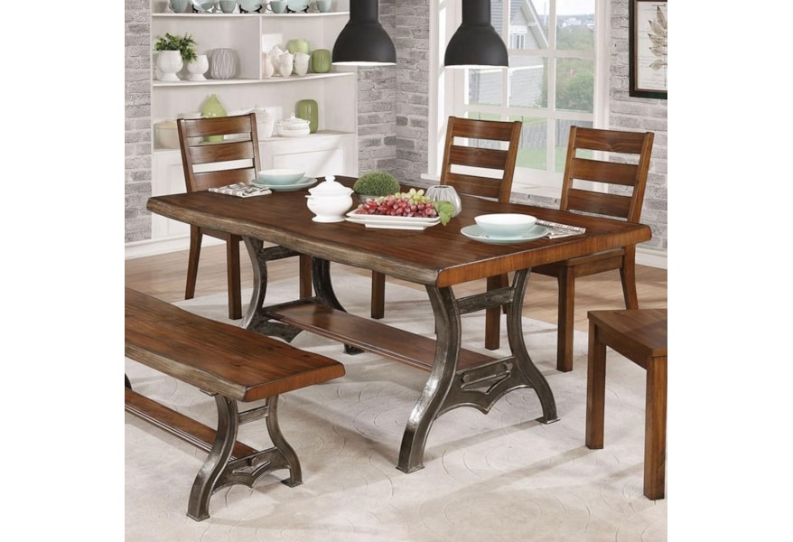 Leann Rustic Dining Table With Metal Trestle By Furniture Of America At Dream Home Interiors Leann Rustic Dining Table With Metal Trestle By Furniture Of America At Dream Home Interiors