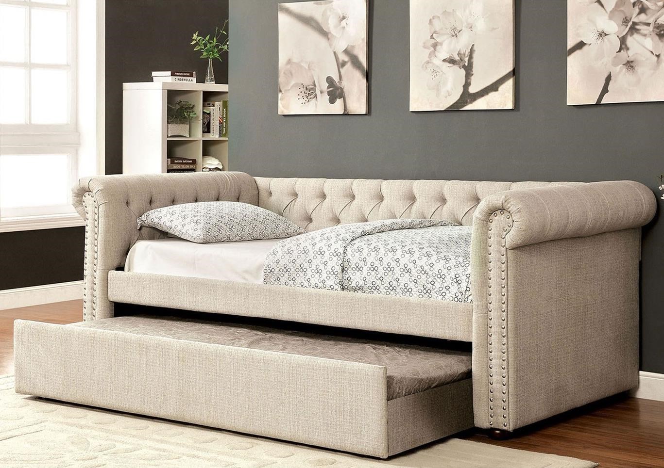 Furniture Of America Foa Leanna Cm1027bg Bed Transitional Tufted