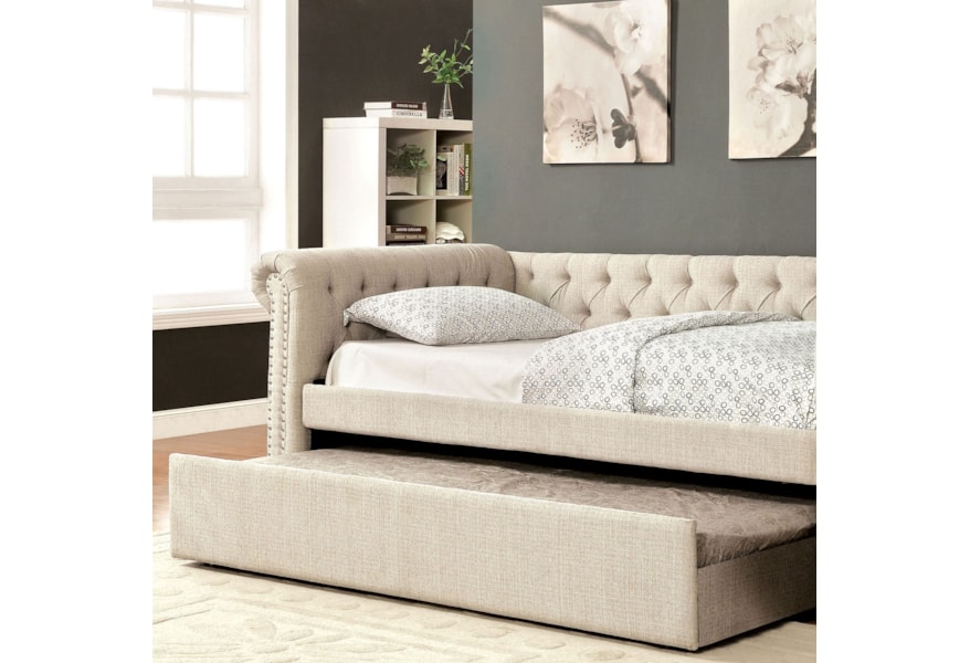 Furniture Of America Leanna Cm1027bg Bed Transitional Tufted Twin Leanna Cm1027bg Bed Transitional Tufted