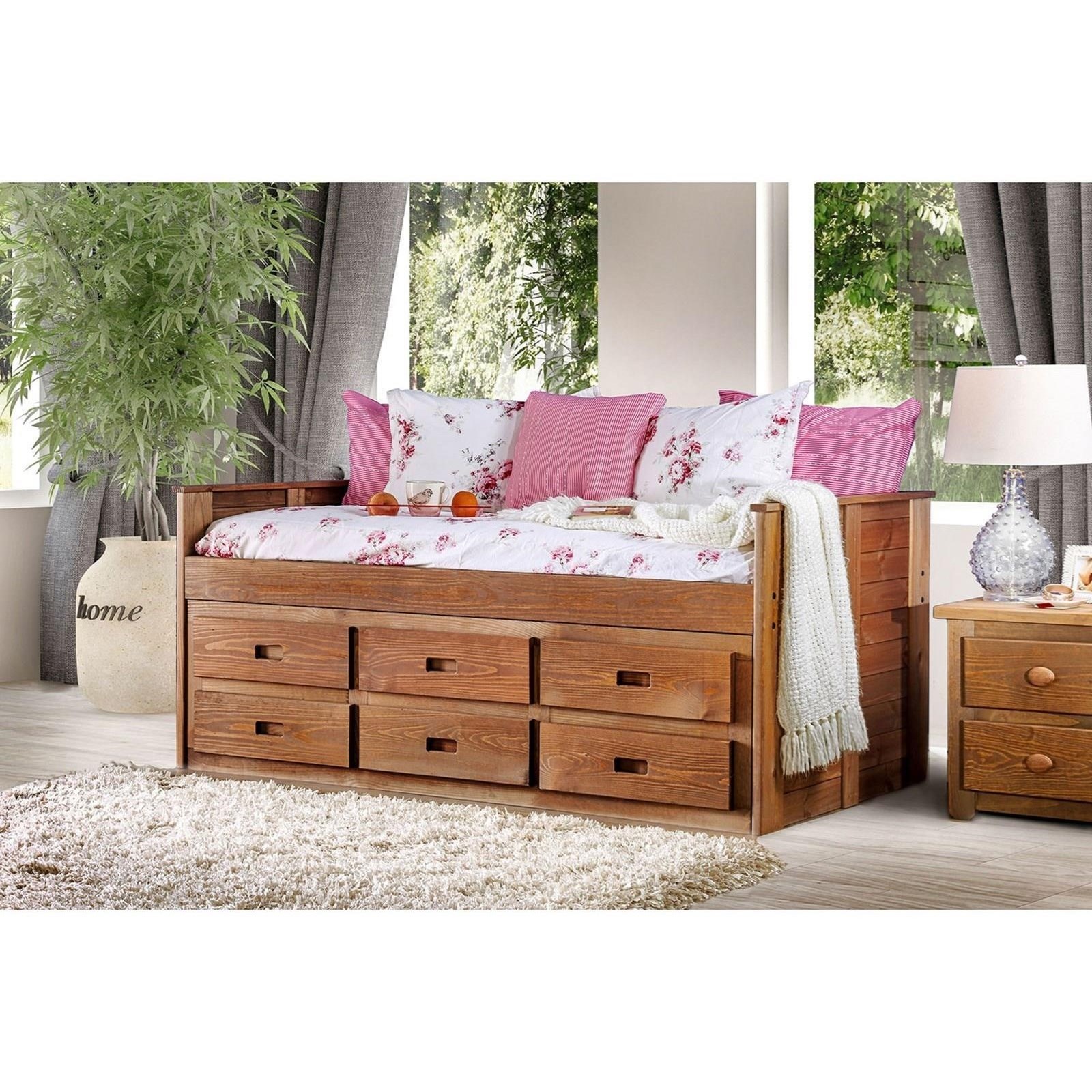 Lia Twin Size Youth Bedroom Solid Pine Captain S Bed With 6