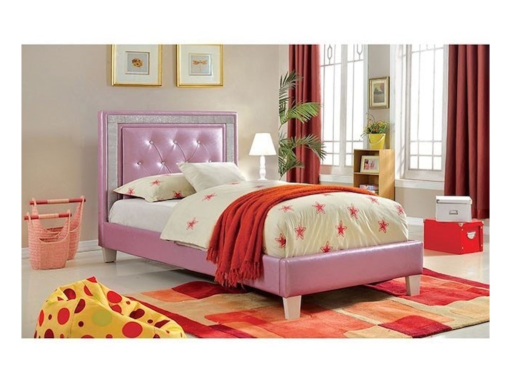 Lianne Glam Twin Bed With Tufted Faux Leather By Furniture Of America Lianne Glam Twin Bed With Tufted Faux Leather By Furniture Of America