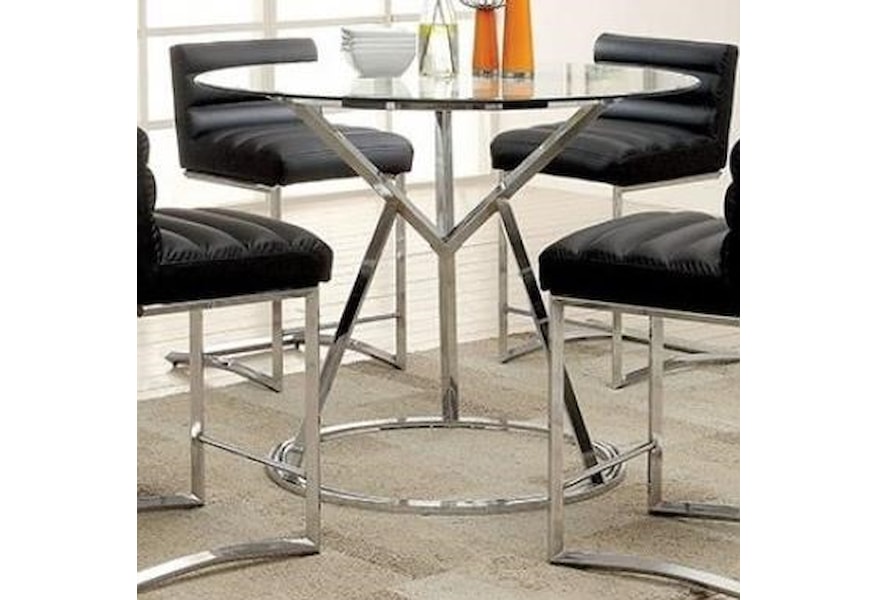 Furniture Of America Livada Ii Cm3170rpt Contemporary Counter Height Dining Table With Glass Top Corner Furniture Pub Tables