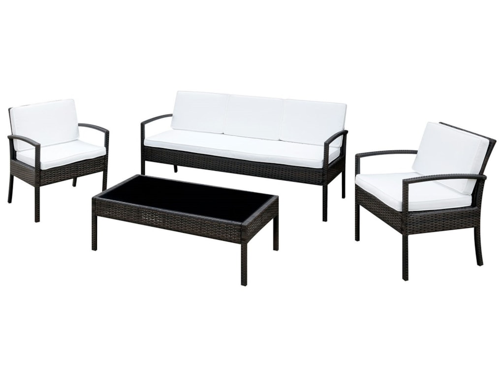 Makenna Four Piece All Weather Wicker Patio Set With Gl Top Table And Removable Cushions By America At Del Sol Furniture Makenna Four Piece All Weather Wicker Patio Set With Gl Top Table And Removable Cushions By America At Del Sol Furniture