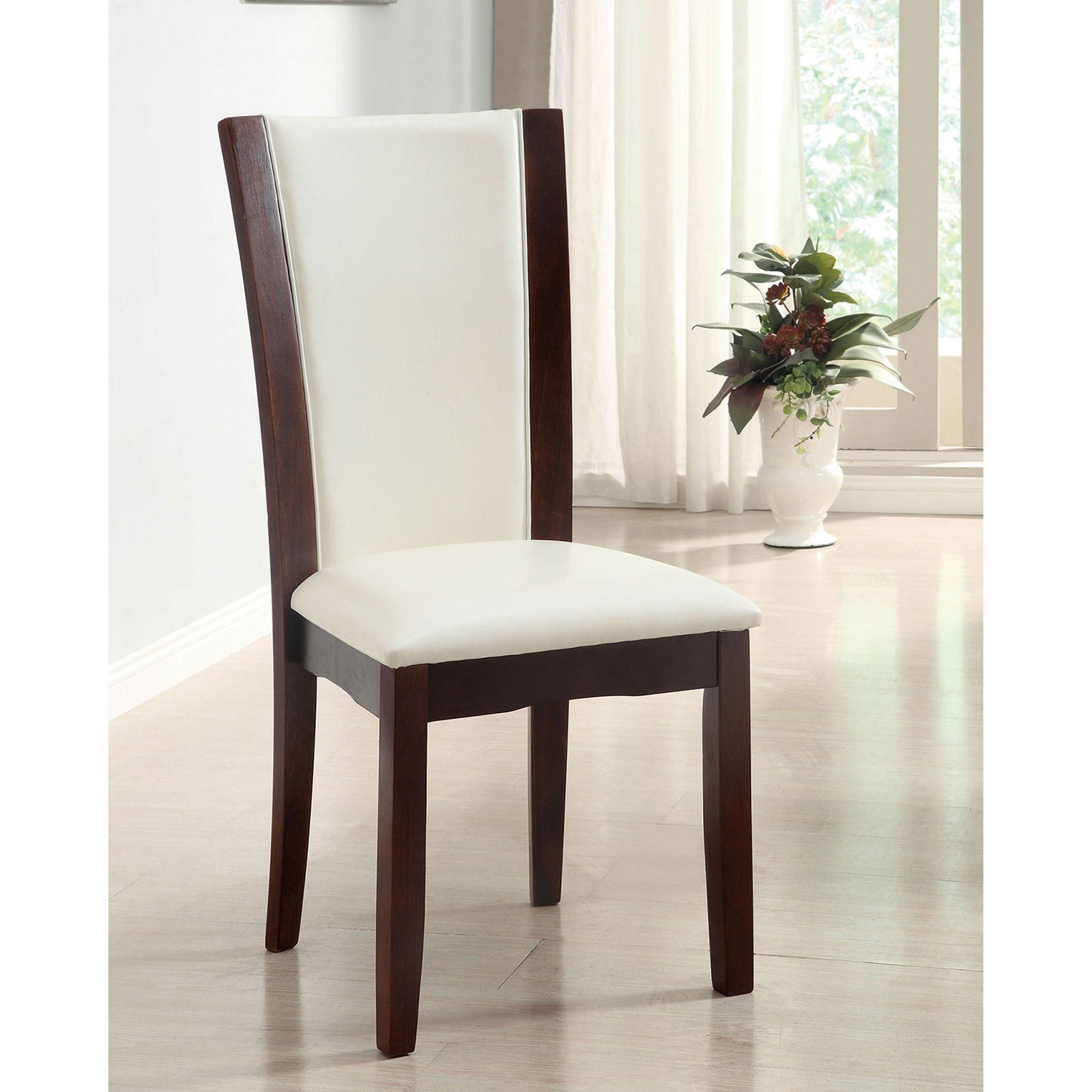 Manhattan I Ii Set Of 2 Side Chairs With Espresso Wood Finish And Faux Leather Seat Household Furniture Dining Side Chairs