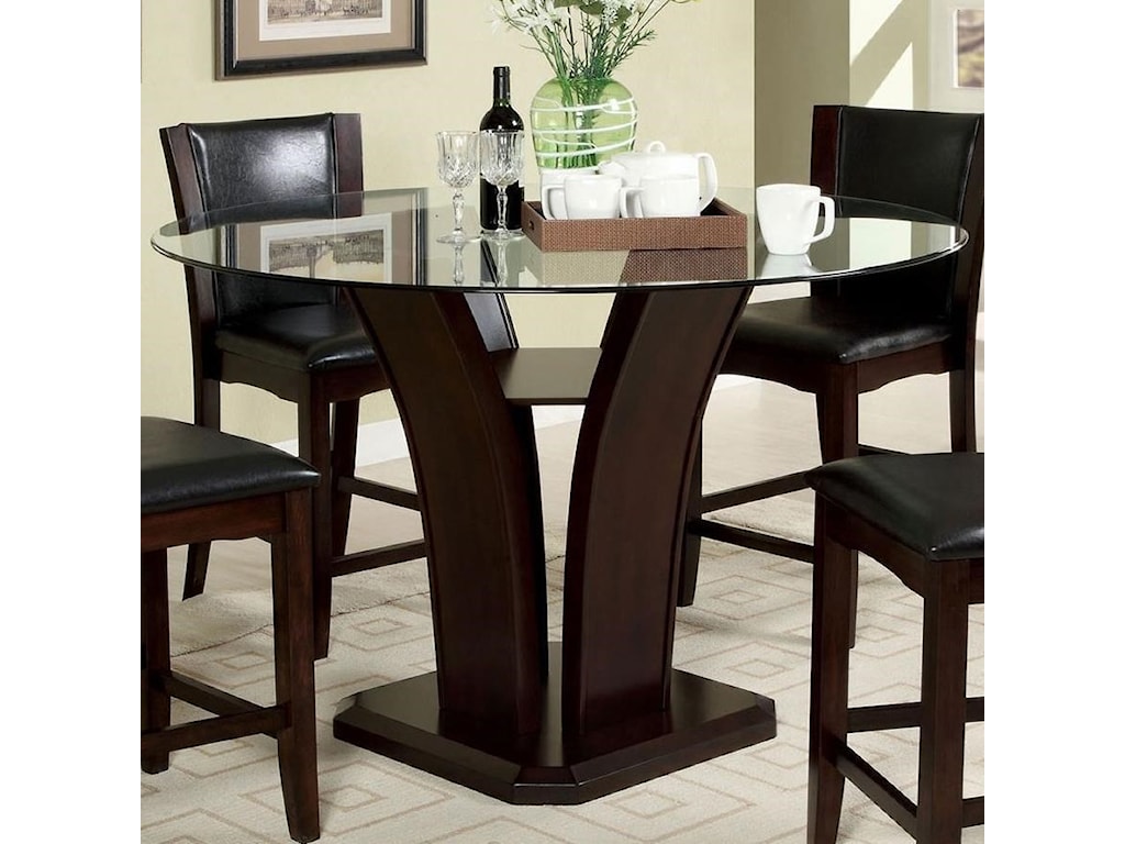Manhattan Iii Contemporary Round Counter Height Table With Glass