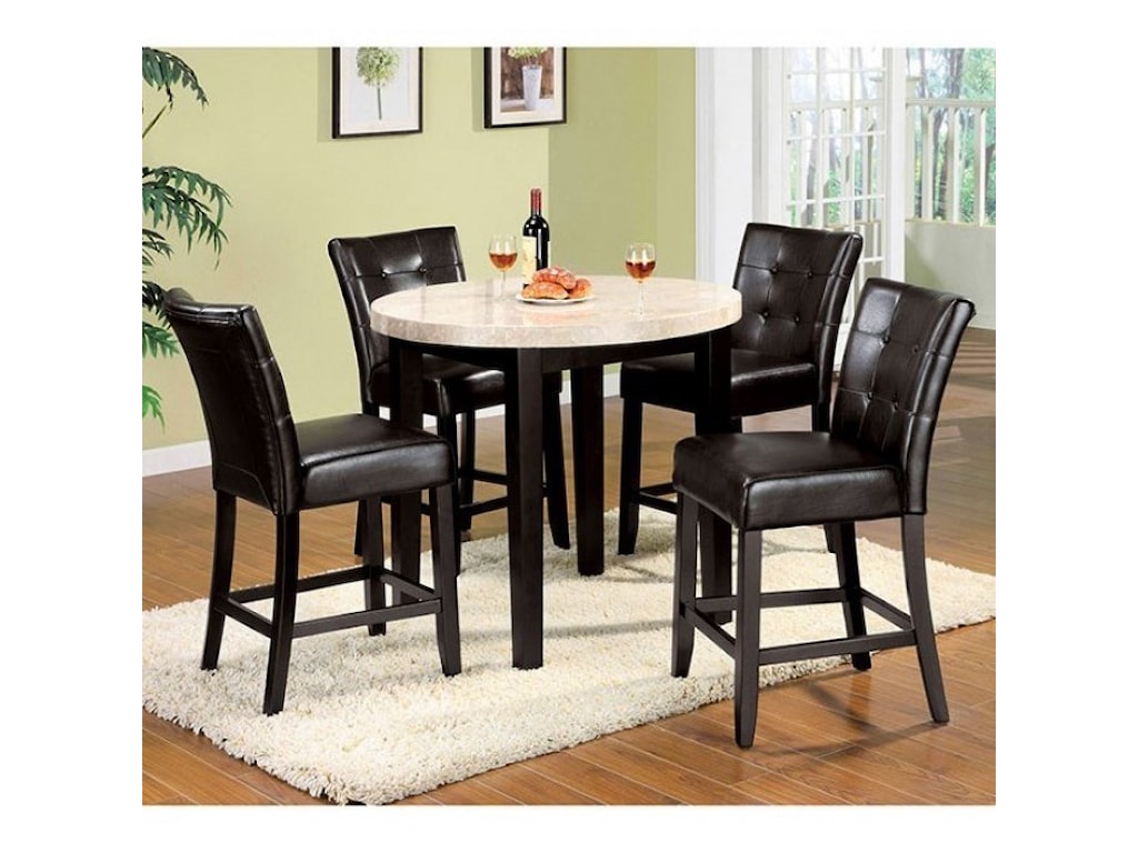 Marion Ii Contemporary Counter Height Table And 4 Side Chair Set