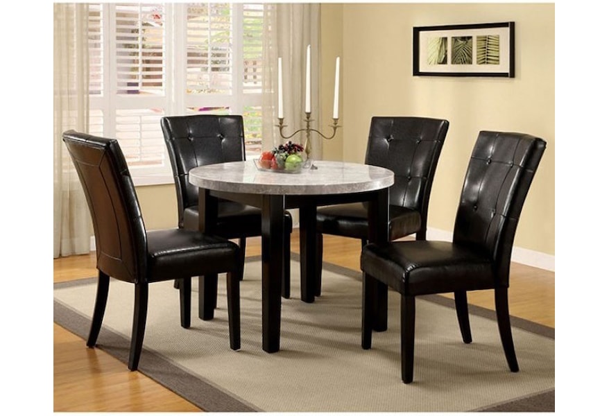 Furniture Of America Foa Marion I Cm3866rt 40 Contemporary Round Dining Table With Marble Top Del Sol Furniture Kitchen Tables