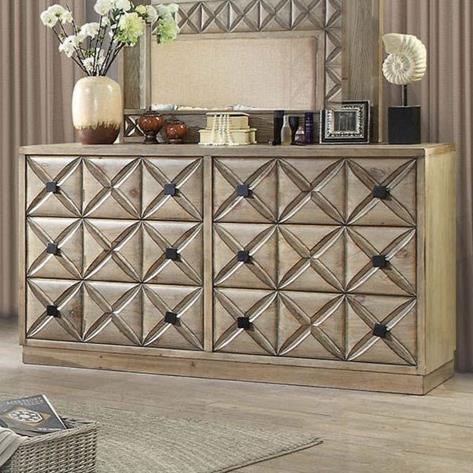 Markos Vintage Rustic 6 Drawer Nightstand With Carved X Motif