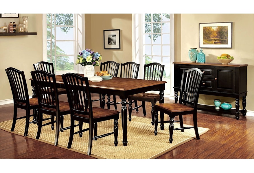 Furniture Of America Mayville Cm3431t 9pc Country Table And 8 Chairs Nassau Furniture And Mattress Dining 7 Or More Piece Sets