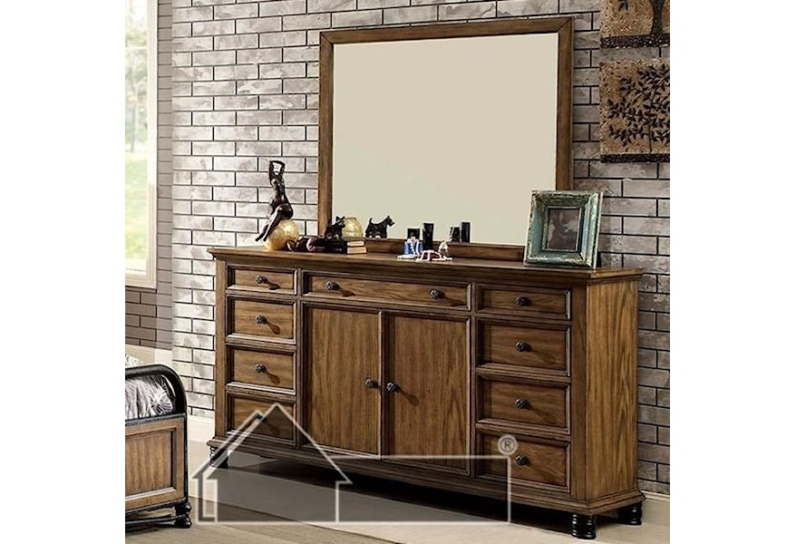Furniture Of America Mcville Industrial Dresser And Mirror Set