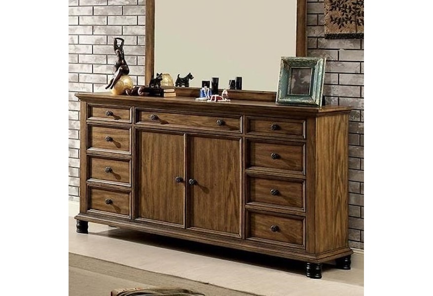 Furniture Of America Mcville Cm7558d Industrial Dresser With Metal