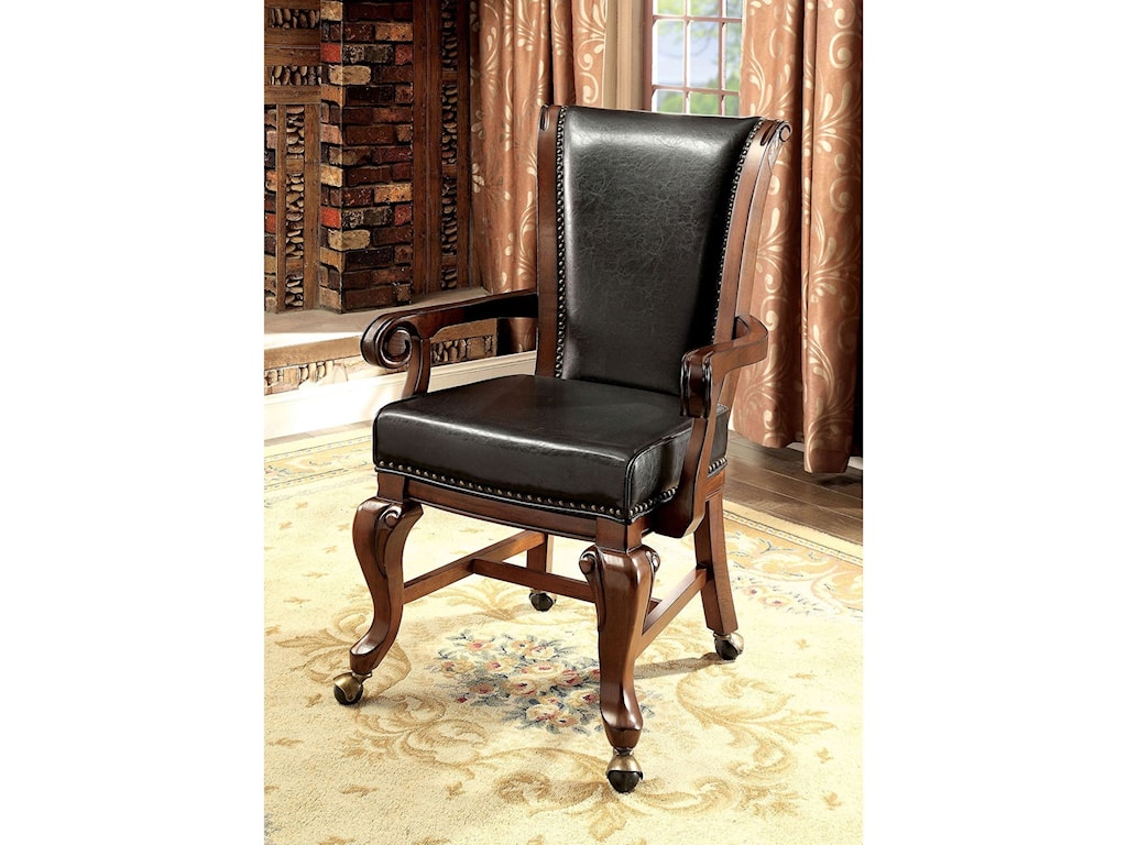 Melina Traditional Chair With Casters For Dining Or Game Table