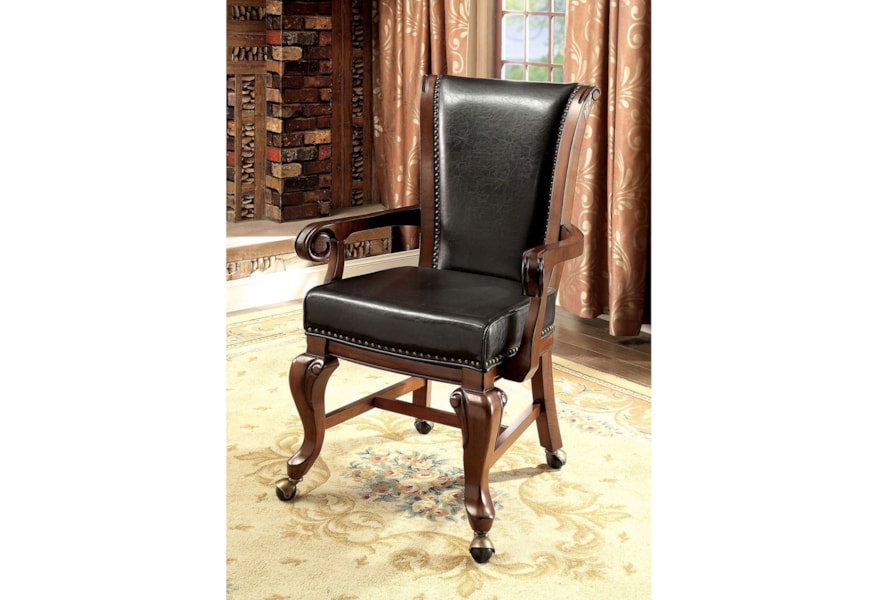 Melina Traditional Chair With Casters For Dining Or Game Table