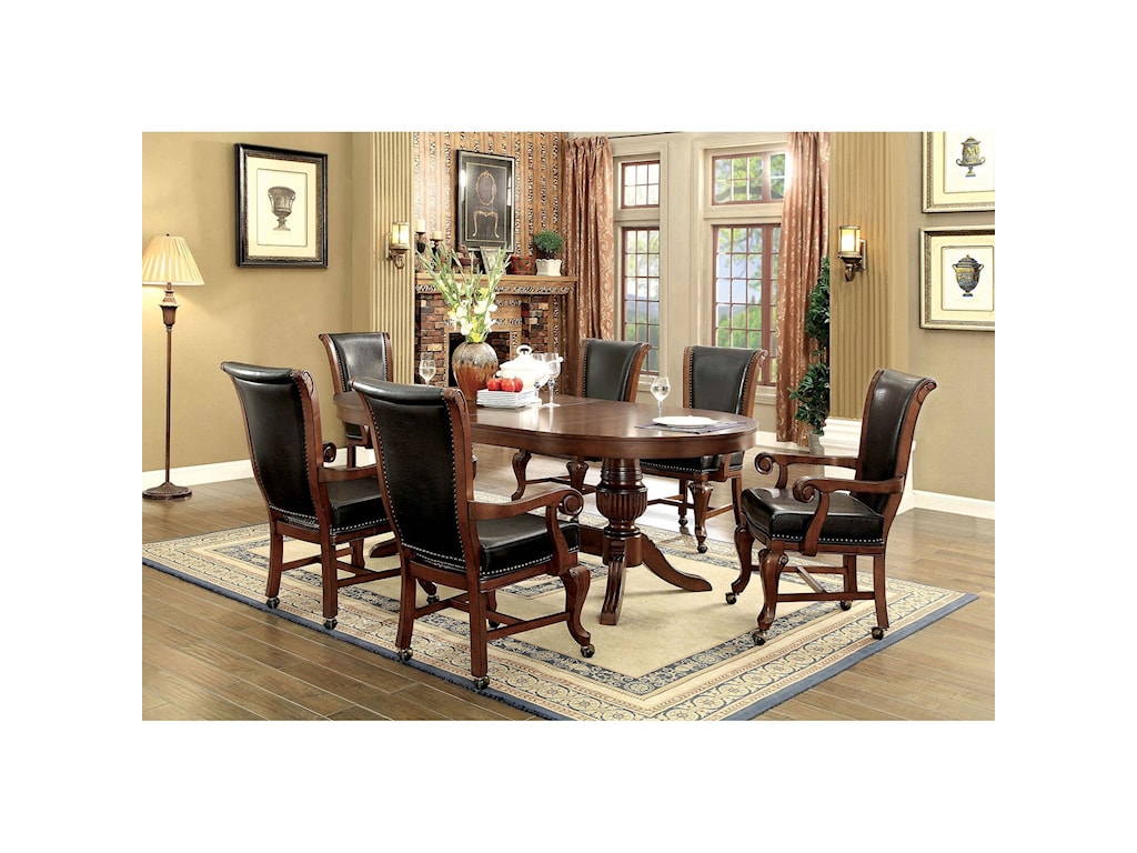 Melina Traditional Chair With Casters For Dining Or Game Table