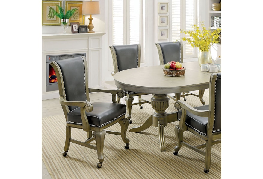 Melina Traditional Chair With Casters For Dining Or Game Table