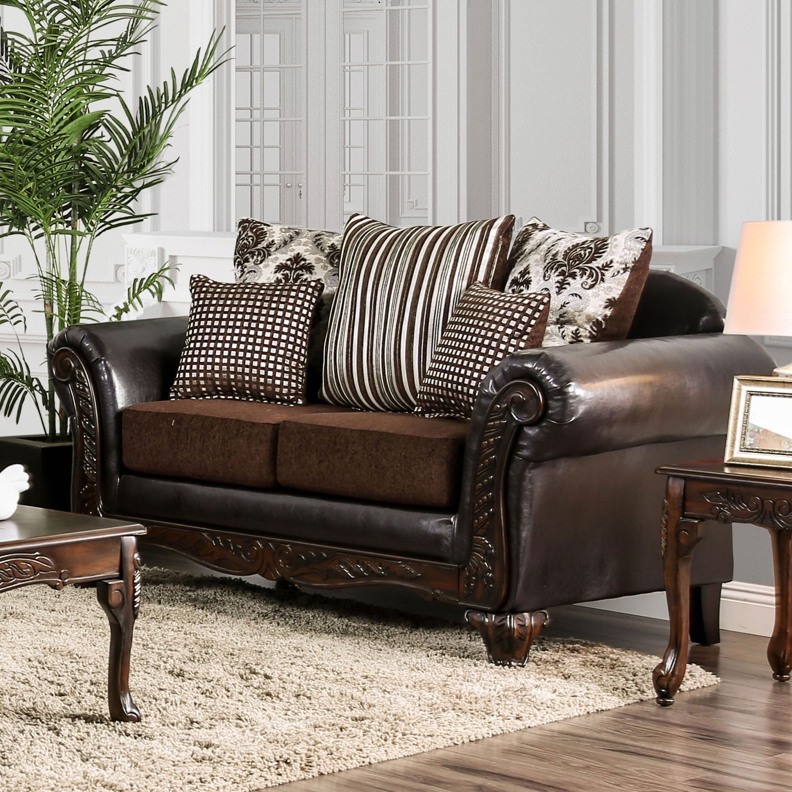 Furniture Of America Midleton Sm7406 Lv Traditional Love Seat With