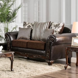 Midleton Traditional Love Seat With Decorative Wood Trim Household Furniture Love Seats