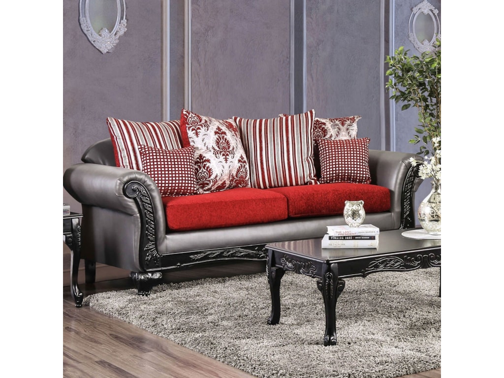 Midleton Traditional Sofa With Decorative Wood Trim By Furniture Of America At Dream Home Interiors Midleton Traditional Sofa With Decorative Wood Trim By Furniture Of America At Dream Home Interiors