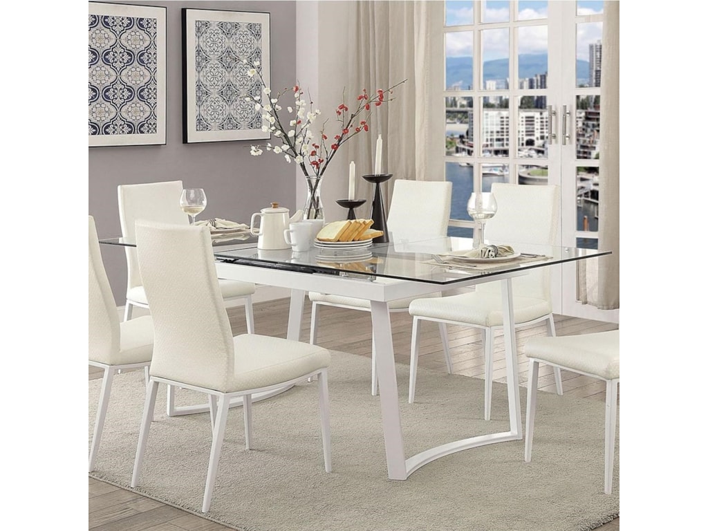Furniture Of America Miriam Cm3383wh T Table Contemporary Dining Miriam Contemporary Dining Table With Self Storing Leaf By Furniture Of America