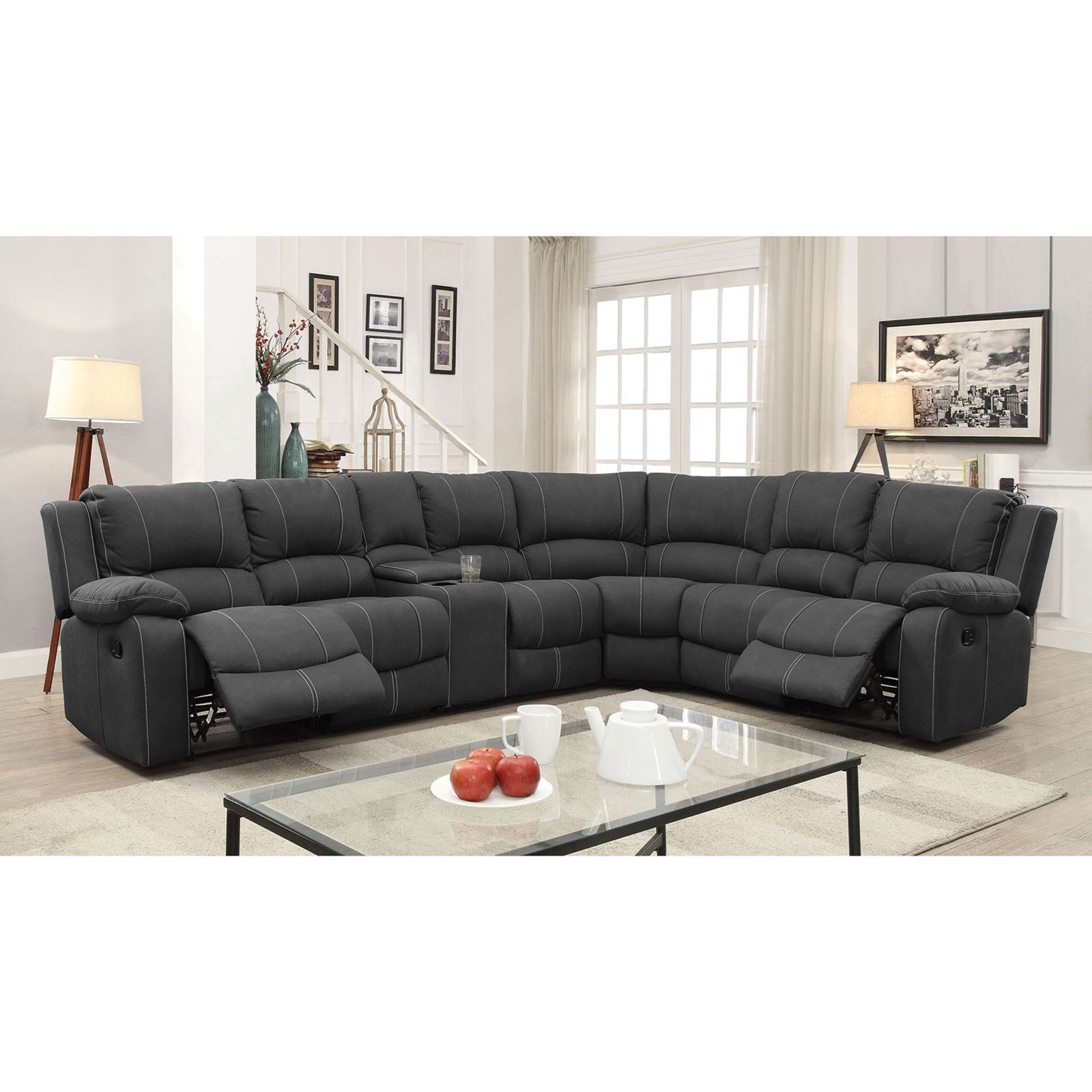 Monique 5 Seat Reclining Sectional Sofa With Three Drop Down