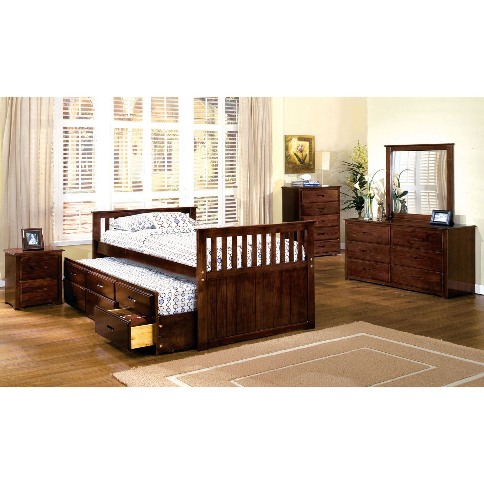 Furniture Of America Montana Cm7031 Bed Captain Twin Trundle Bed