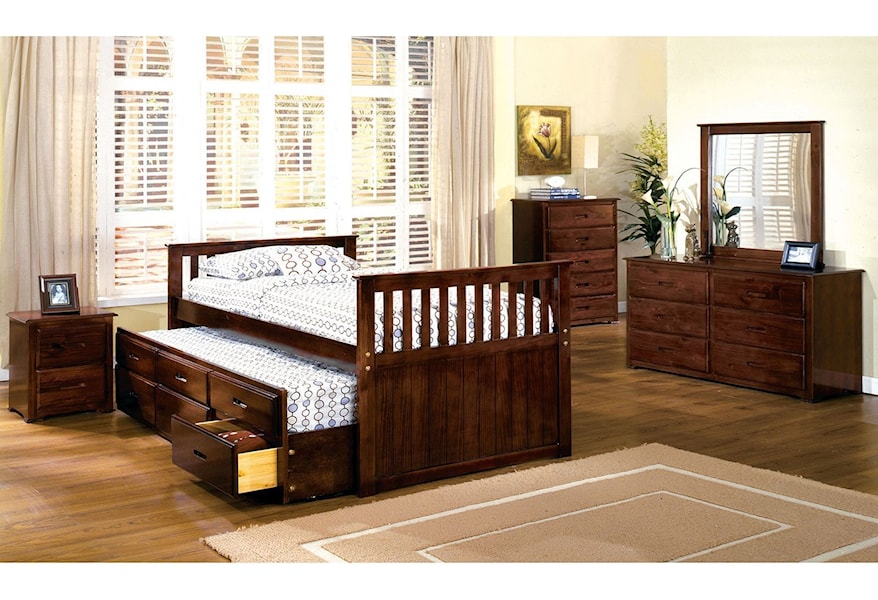 Furniture Of America Montana Cm7031 Bed Captain Twin Trundle Bed