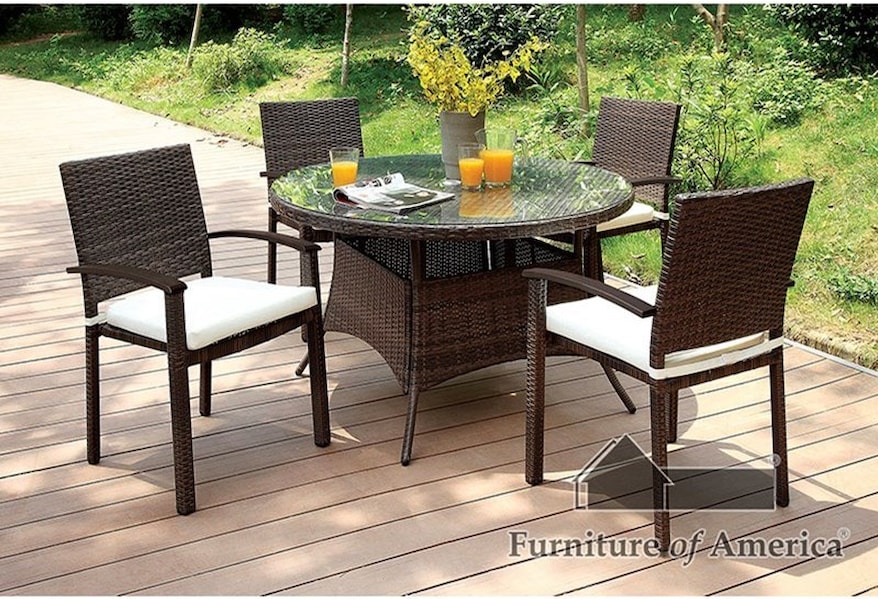 Furniture Of America Shania Cm Ot1853 5pc Outdoor Dining Set With Shania Cm Ot1853 5pc Outdoor Dining Set