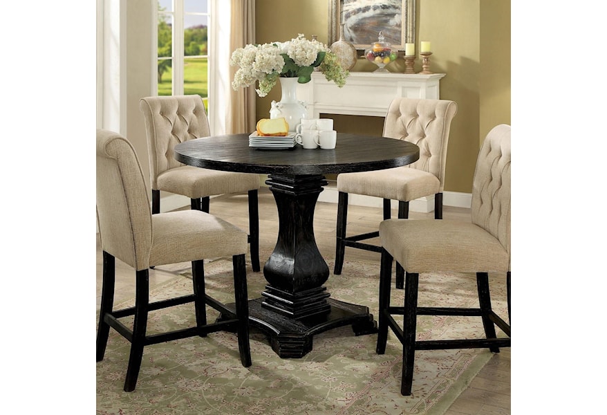 Furniture Of America Nerissa Vintage Style Round Counter Height Table Dream Home Interiors Pub Tables