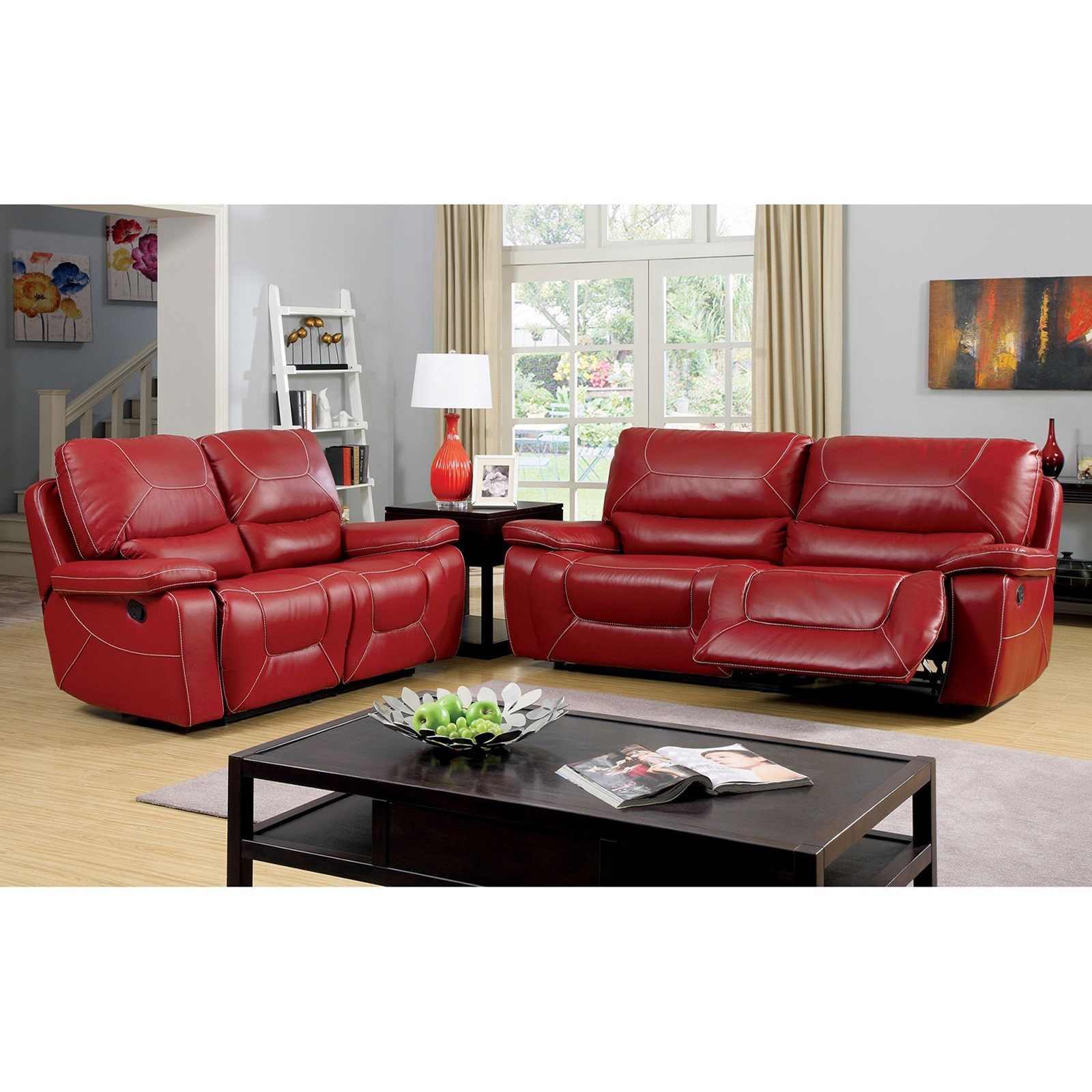 Furniture Of America Newburg Cm6814rd Lv Two Recliner Lovseat With Padded Arms Corner Furniture Reclining Love Seats