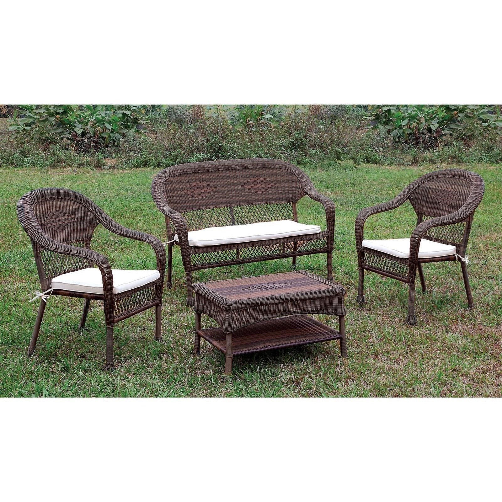Furniture Of America Foa Olina Cm Ot1811 4pc 4 Piece Transitional All Weather Wicker Patio Set Del Sol Furniture Outdoor Conversation Sets Outdoor Chat Sets