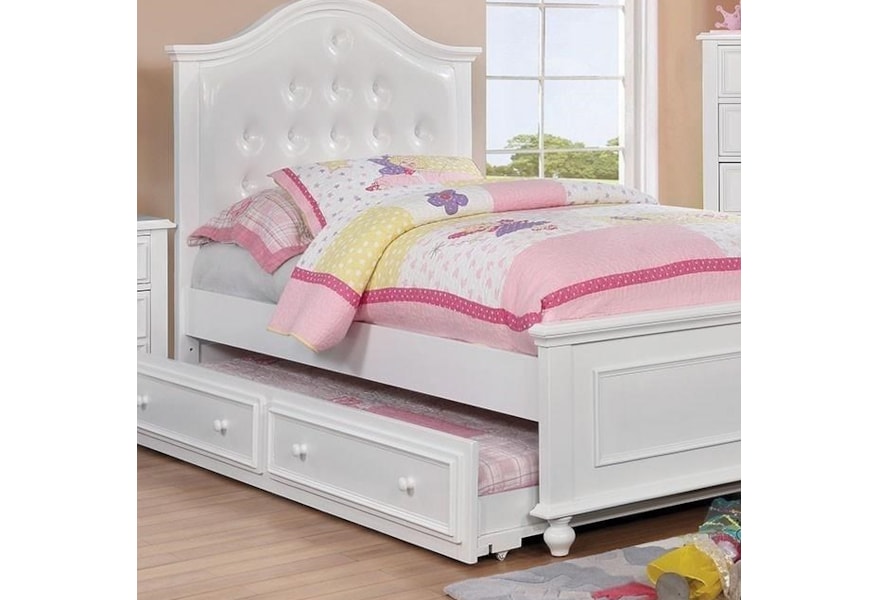 Furniture Of America Olivia Cm7155wh F Bed Tr Full Bed With Twin Size Trundle Corner Furniture Panel Beds Full Size Sleigh Bed With Trundle
