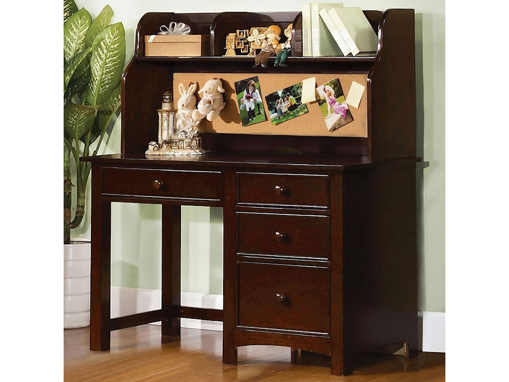 Omnus Transitional Desk And Hutch With Built In Corkboard