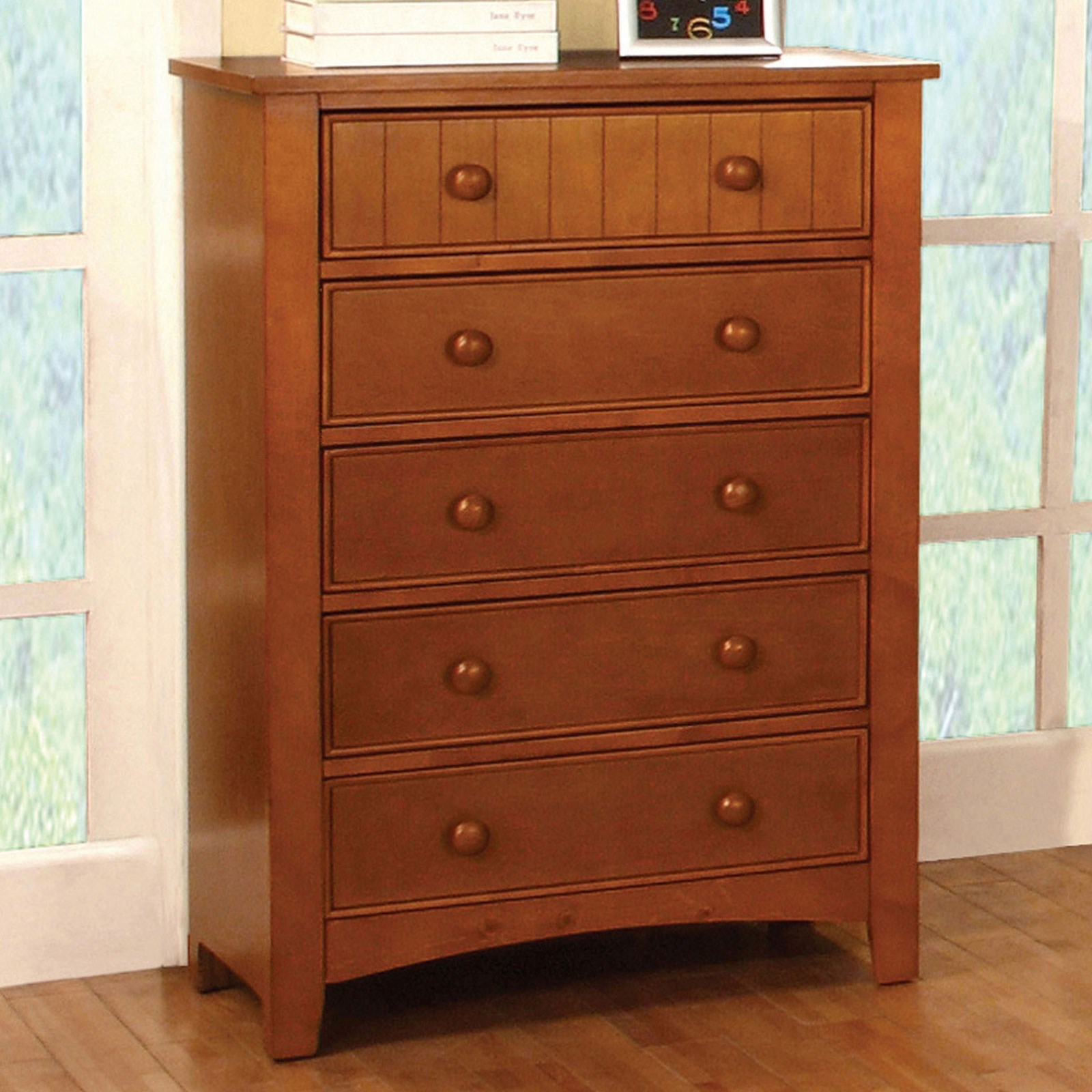 Omnus Transitional Wood Chest With Round Drawer Knobs Household