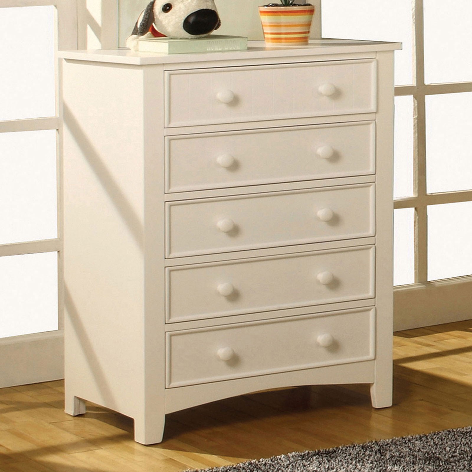 Omnus Transitional Wood Chest With Round Drawer Knobs Household