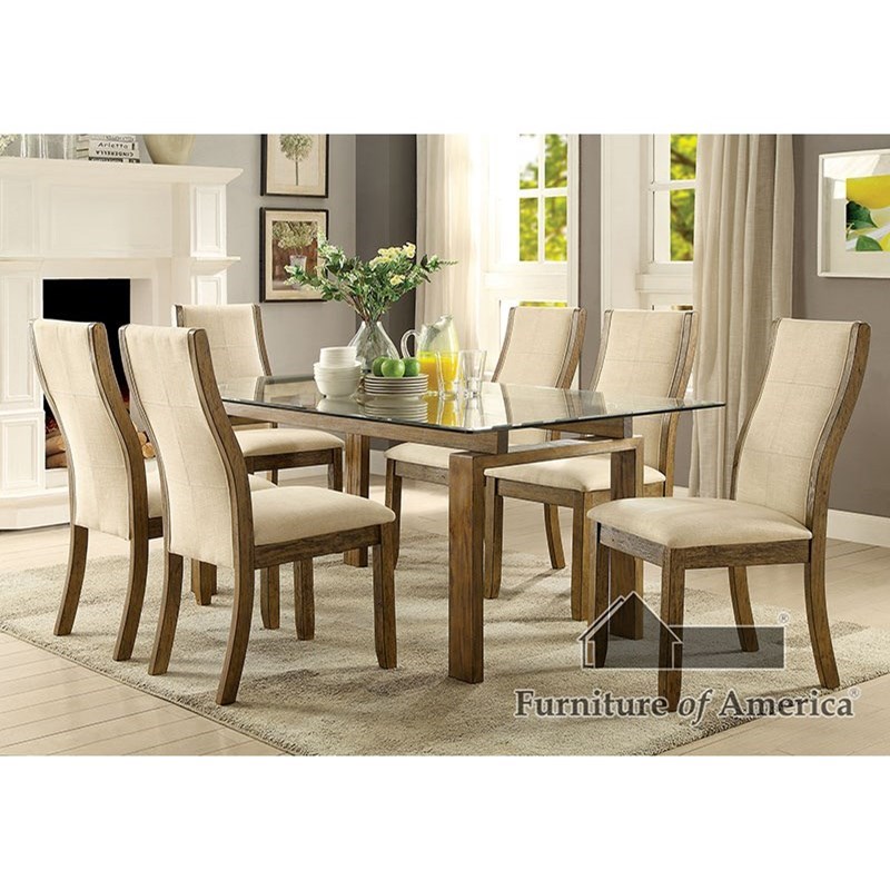 Furniture Of America Foa Onway Cm3461t 7pc Contemporary Dining Set With Six Chairs Del Sol Furniture Dining 7 Or More Piece Sets