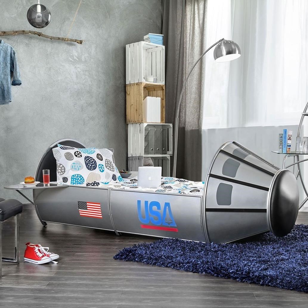 Furniture Of America Orbiter Cm7209sv F Bed Full Size Rocket Ship Astronaut Bed With Storage Corner Furniture Panel Beds