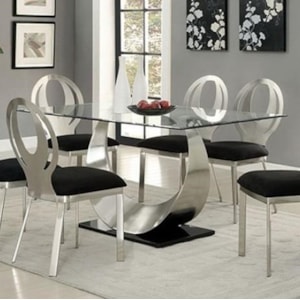 Furniture Of America Foa Orla Cm3726t Table Contemporary Dining Table With Glass Top Del Sol Furniture Dining Tables