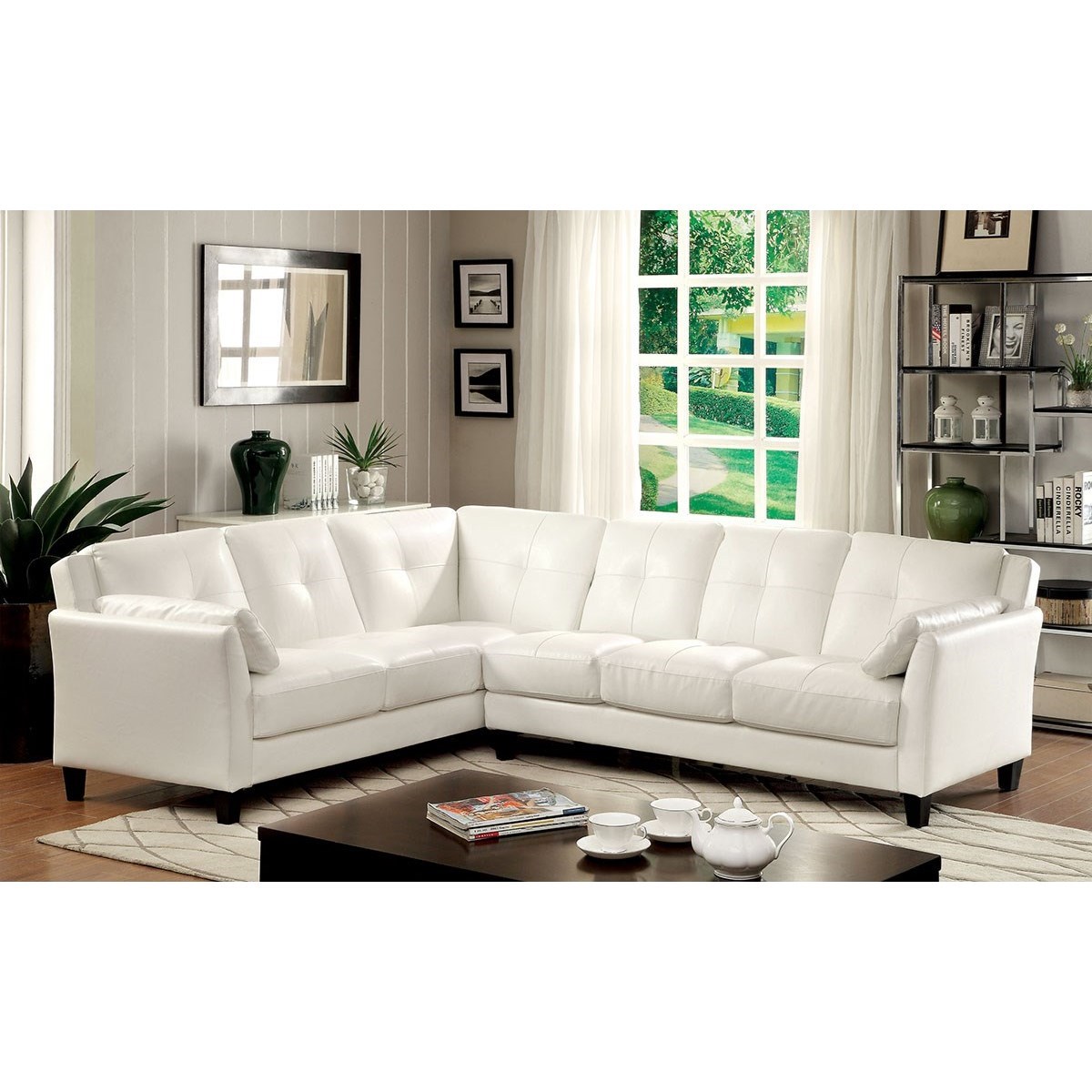 Furniture Of America Peever I Faux Leather Sectional Sofa With Flared Arms Dream Home Interiors Sectional Sofas