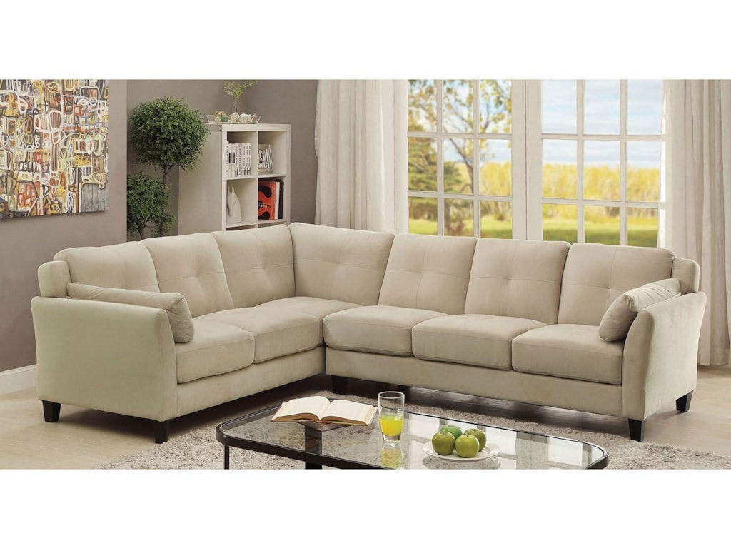 Ver Ii Modern Sectional Sofa With Flared Arms In Flannel Like Fabric By Furniture Of America At Rooms For Less