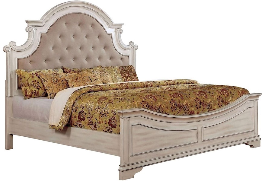 Furniture Of America Foa Pembroke Cm7561ek Bed Traditional King Tufted Bed With Arch Headboard Del Sol Furniture Upholstered Beds