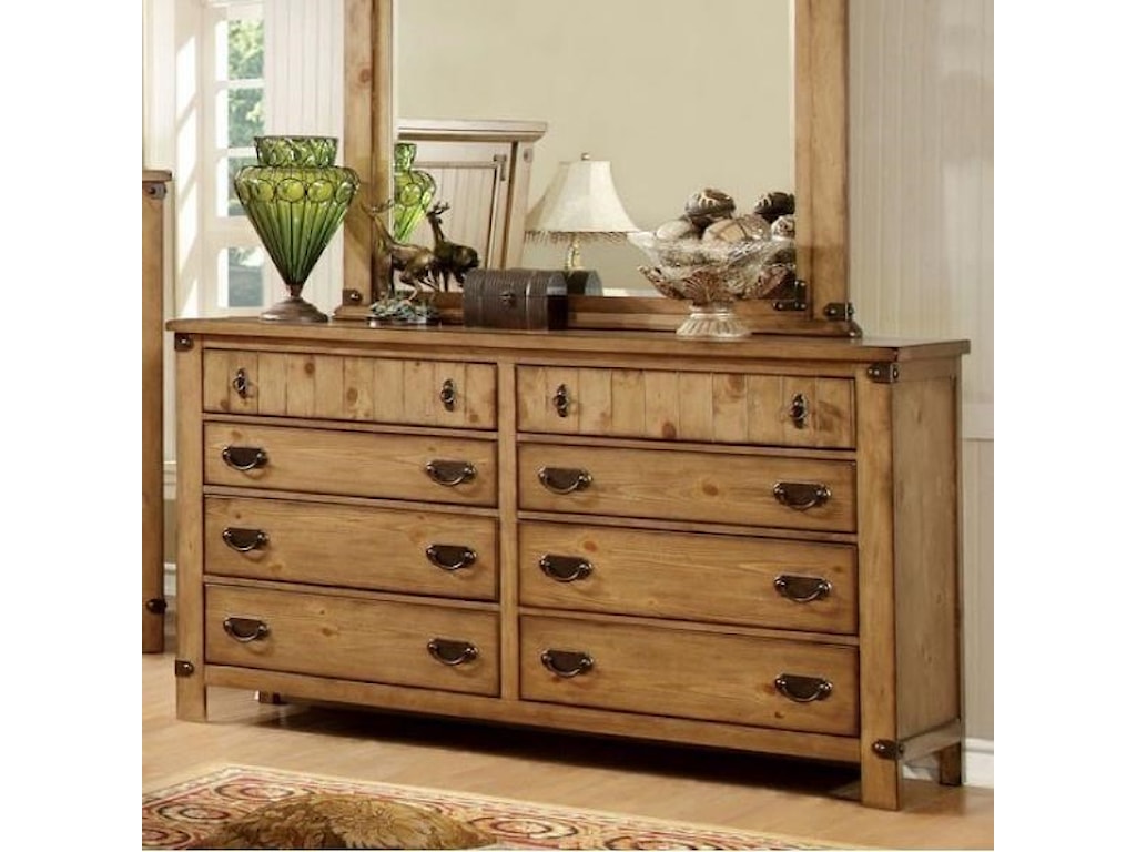 Pioneer Cottage Style Dresser With Metal Plated Hardware