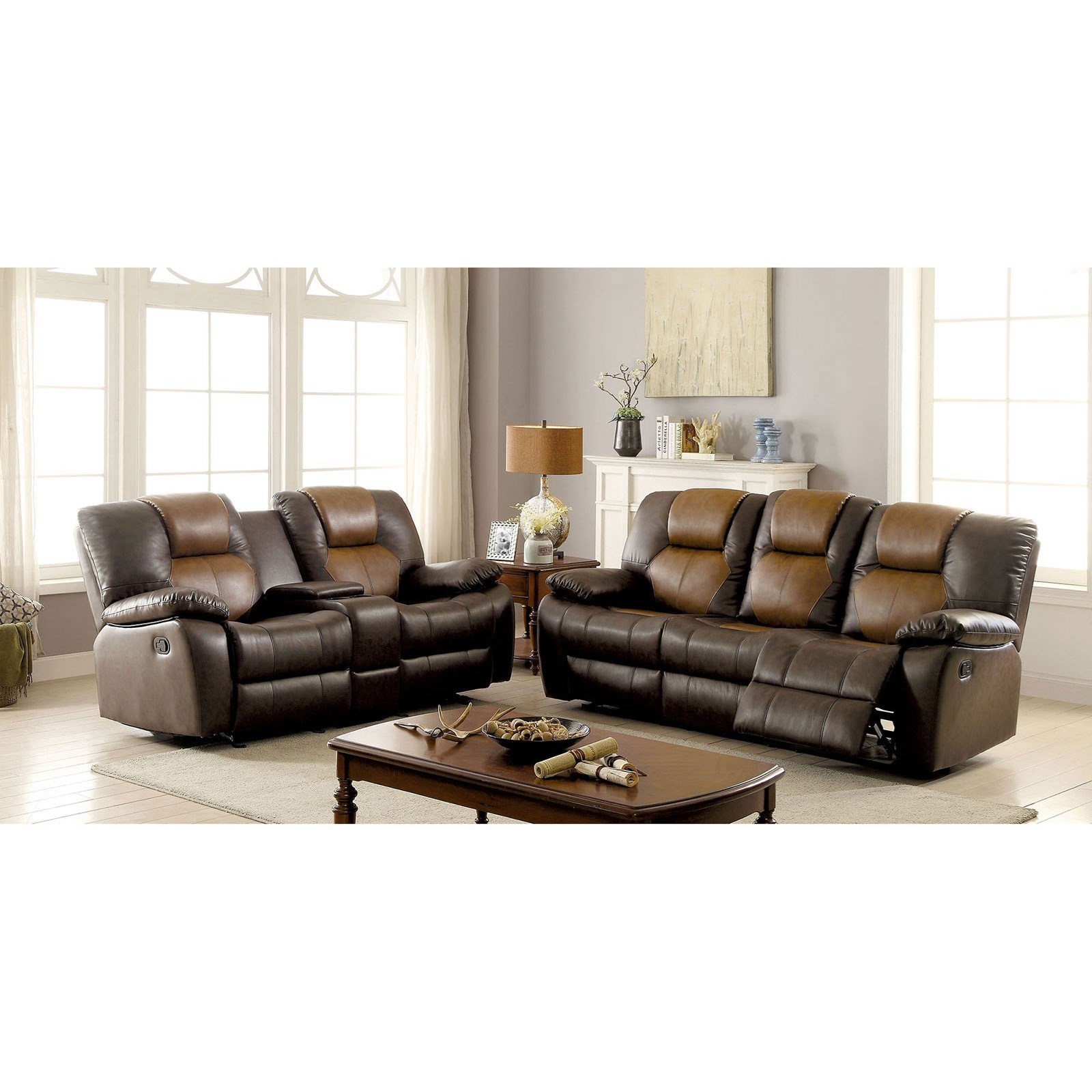 Pollux 3 Piece Reclining Sofa Loveseat Chair Set Household