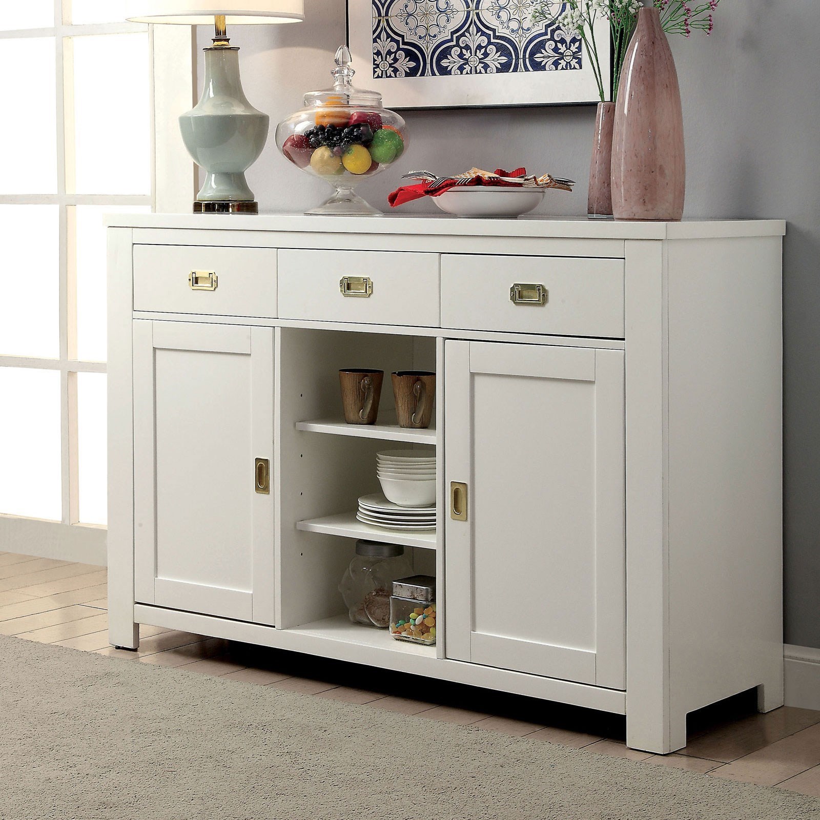 Furniture Of America Reidar Cm3651sv Contemporary Server Corner