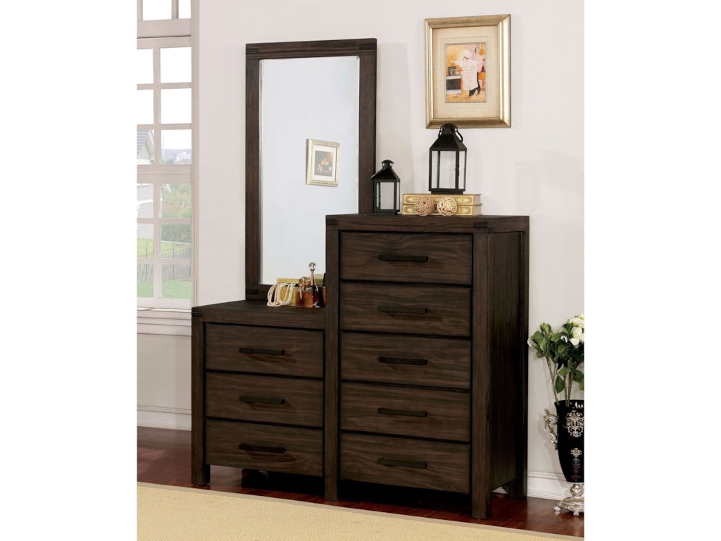Rexburg Transitional Dresser And Mirror Combination With 8 Drawers