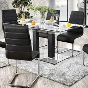 Richfield Contemporary Dining Table With Glass Top Household