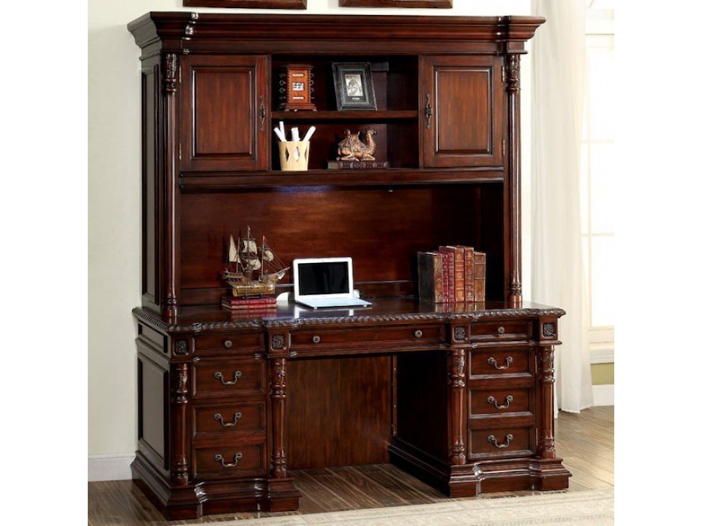 Roosevelt Traditional Desk And Hutch With Built In Lighting